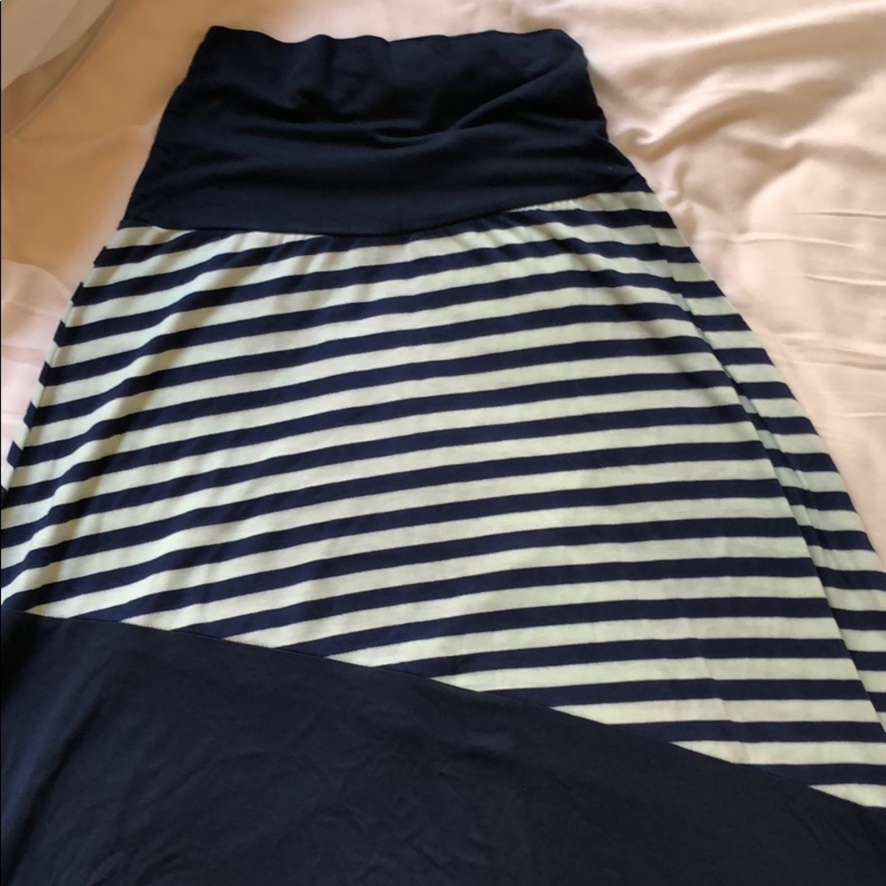 Navy and Mint Stripe Maxi Skirt